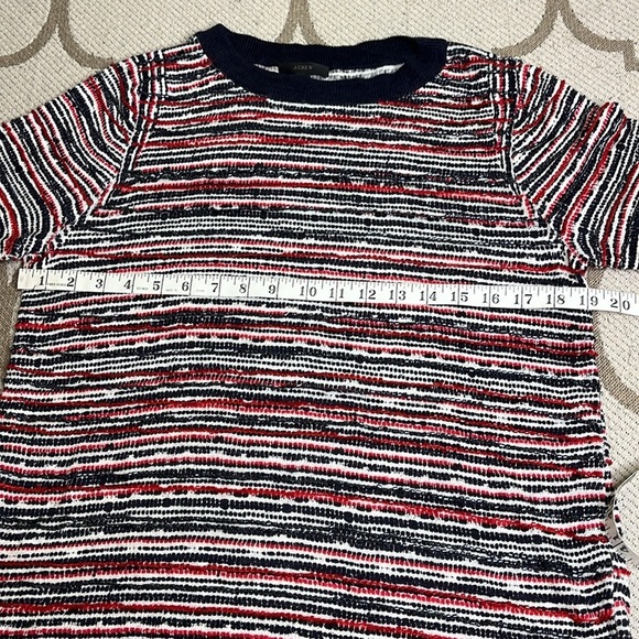 J. Crew Women's 100% Linen beadi Short Sleeve Sweater Red Blue White - Picture 12 of 12